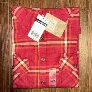 NWT Woman’s Carhartt hooded plaid button up